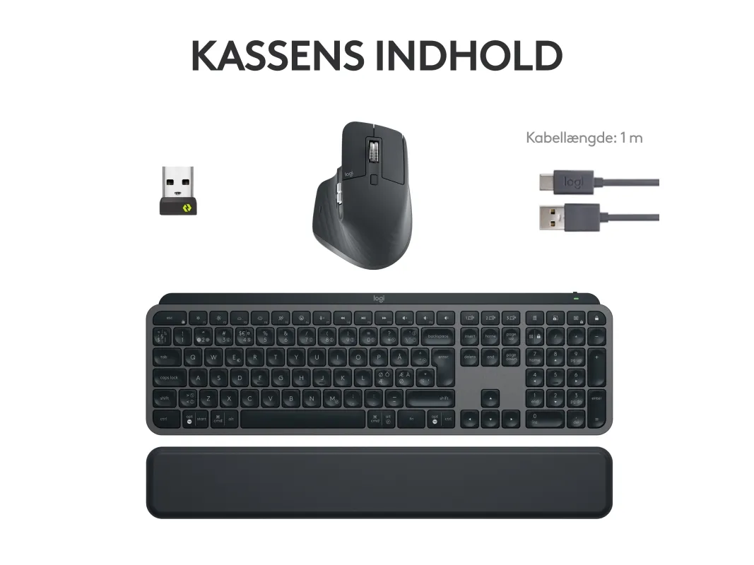 Logitech® | MX Keys S Combo  - Tastatur og mus-sæt - bagbelyst - trådløs - Bluetooth LE - QWERTY - Nordisk layout - Graphite