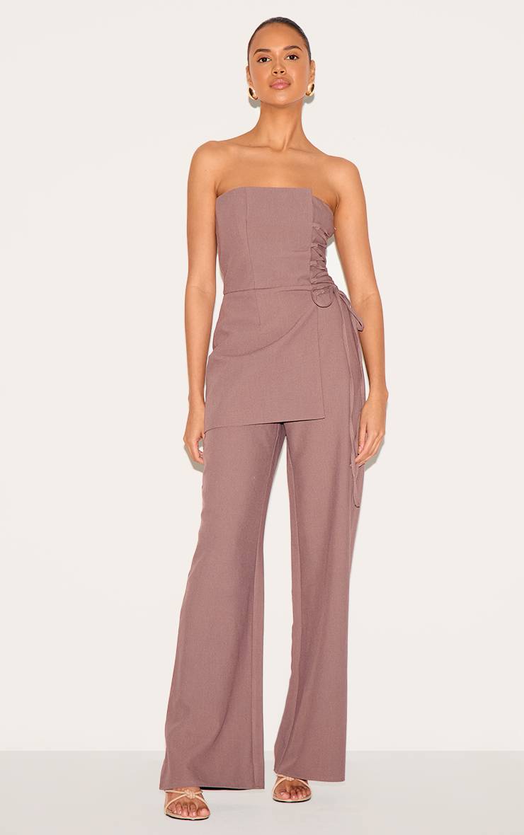 Champignon Combinaison Pantalon Ajustée Plt Label Avec Panneau Superposé Et Laçage