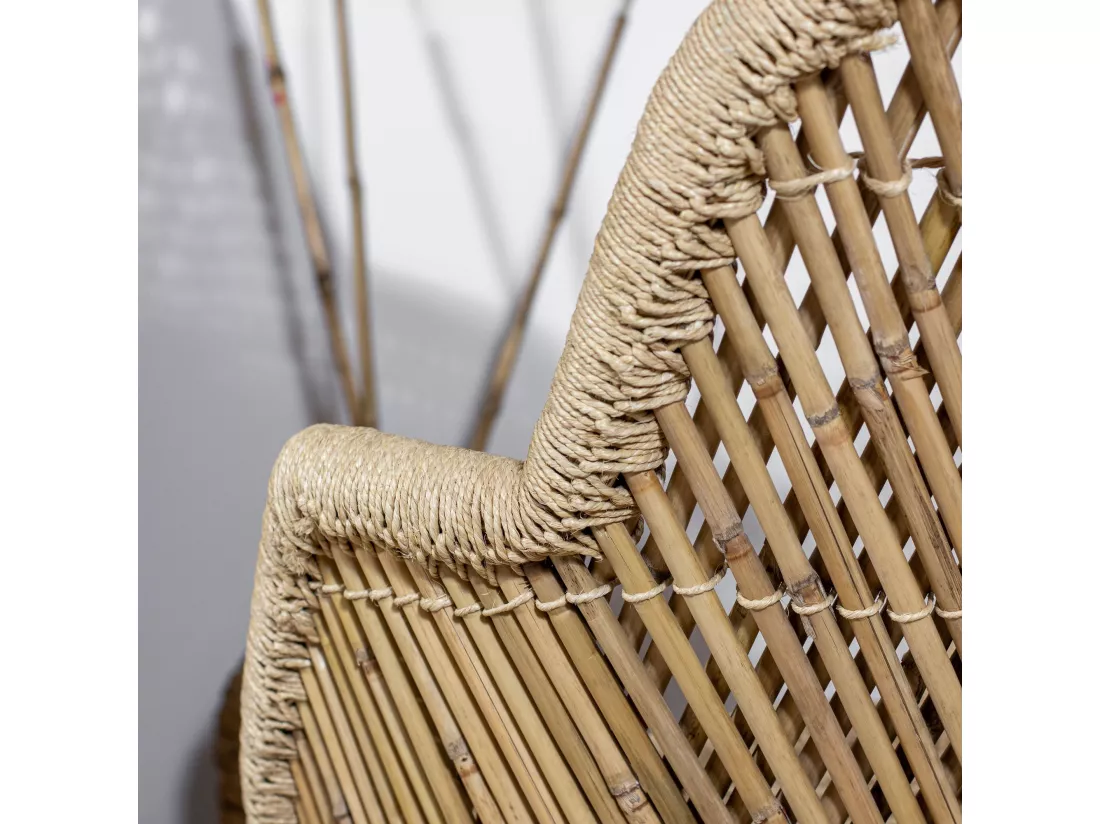 Now's Home - Lot De 2 Fauteuils En Bambou Naturel Avec Deux Coussins Beiges