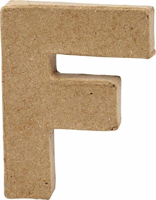 Bogstav Til Pynt - F - Stort Bogstav - Papmaché - 10X7,6 CM
