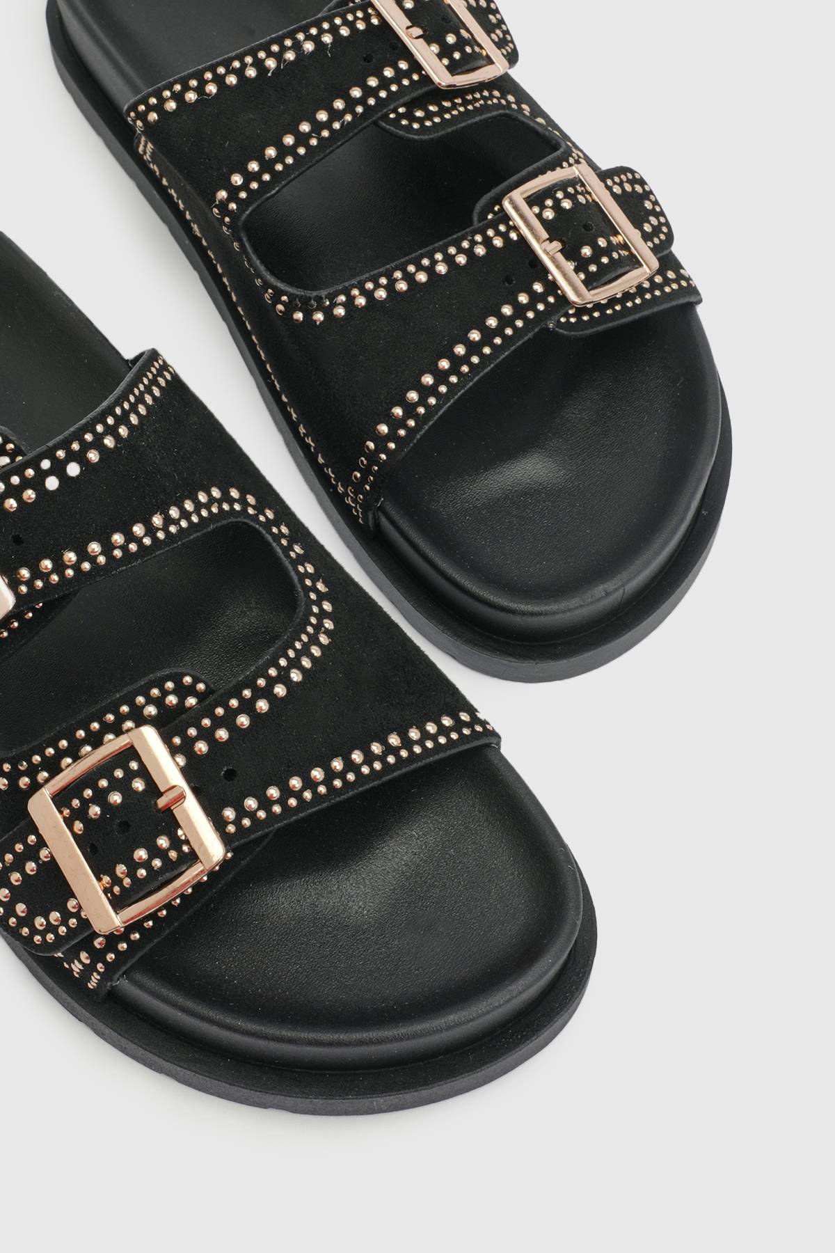 boohoo Sandales À Double Boucle En Synthétique Avec Détails Cloutés