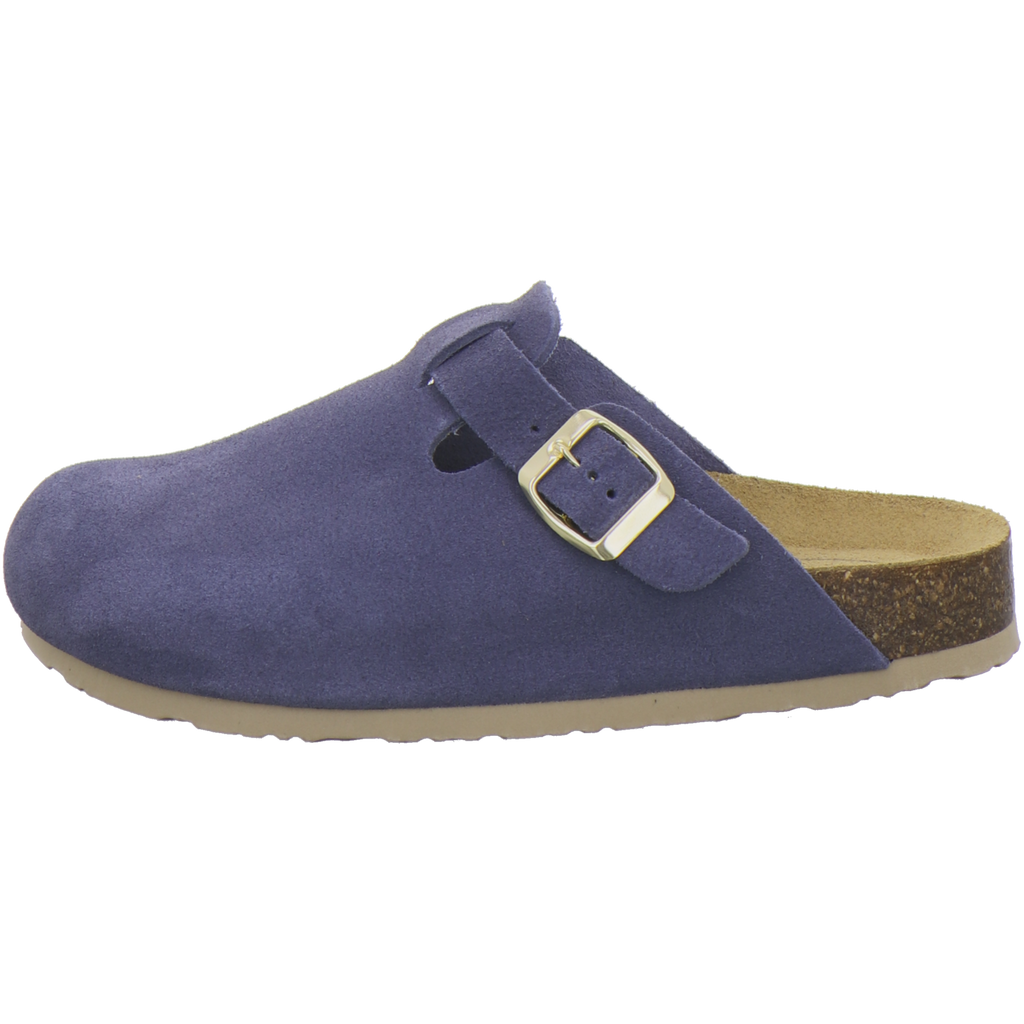 Clogs Damen Leder azzurro Velour