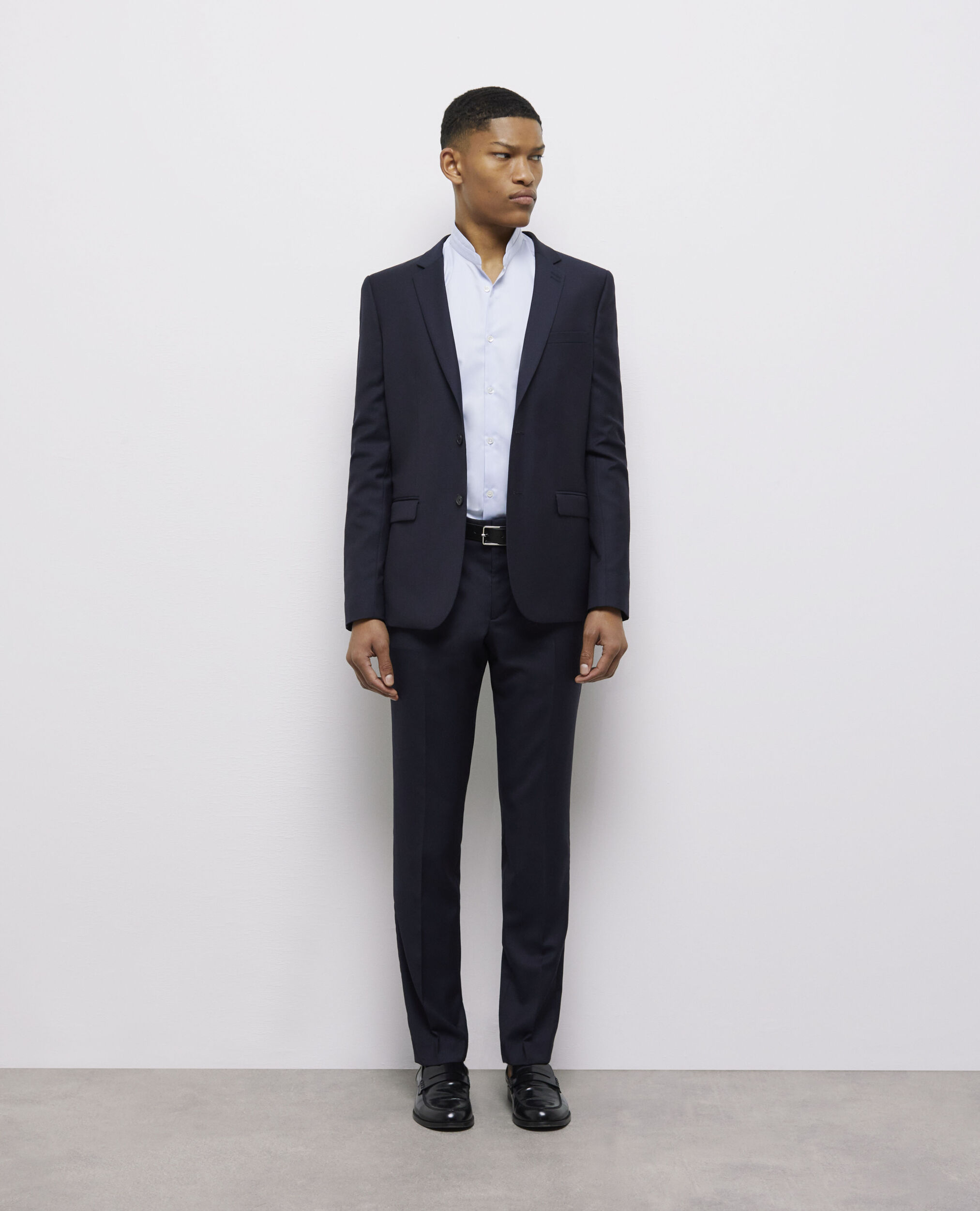Veste de costume en laine bleu marine