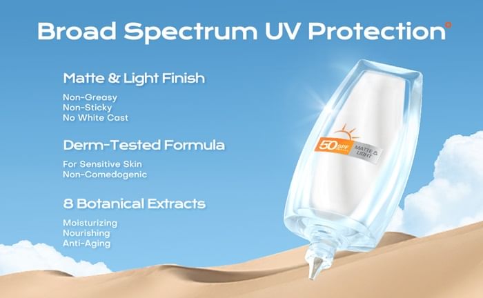 MISTINE - Aqua Base Ultra Protection Matte & Light Facial Sunscreen Pro SPF50 PA ++++