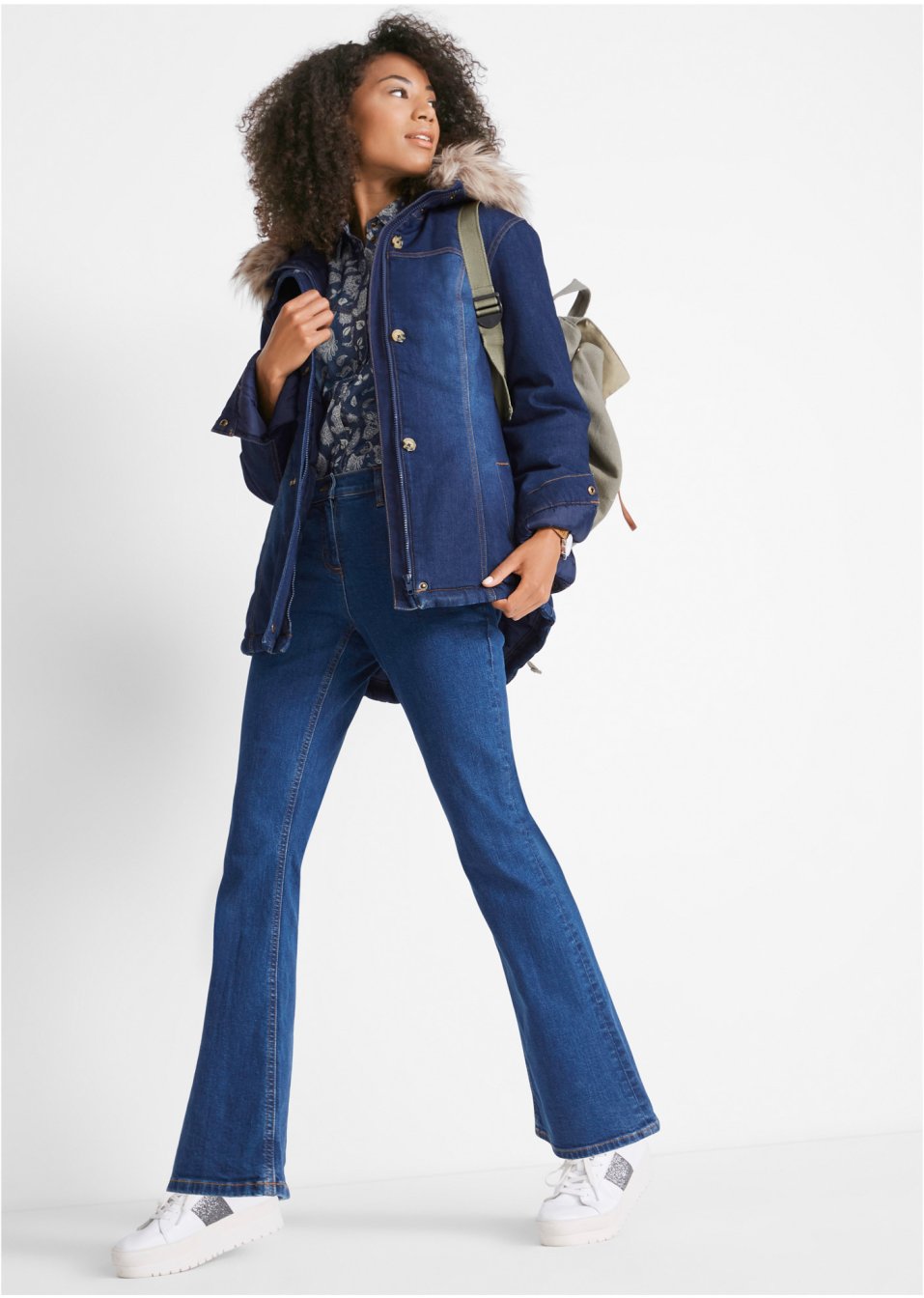 Veste en jean rembourrée en polyester recyclé