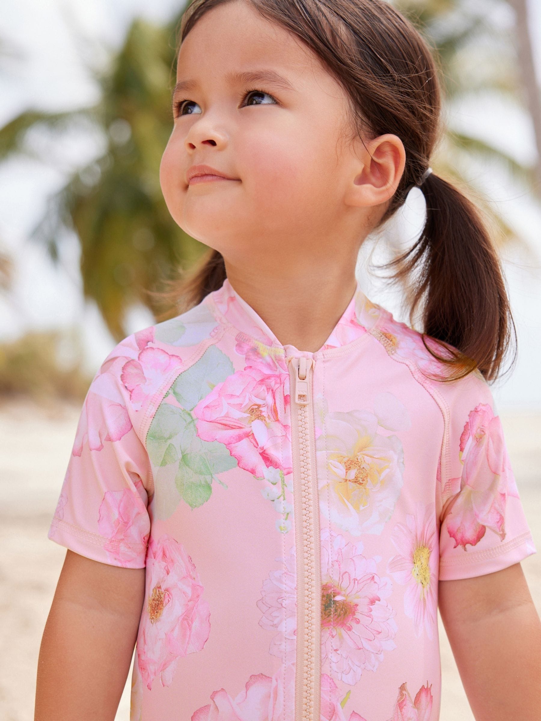 Roze pioenroos - Zonbeschermend badpak (3 mnd-10 jr)