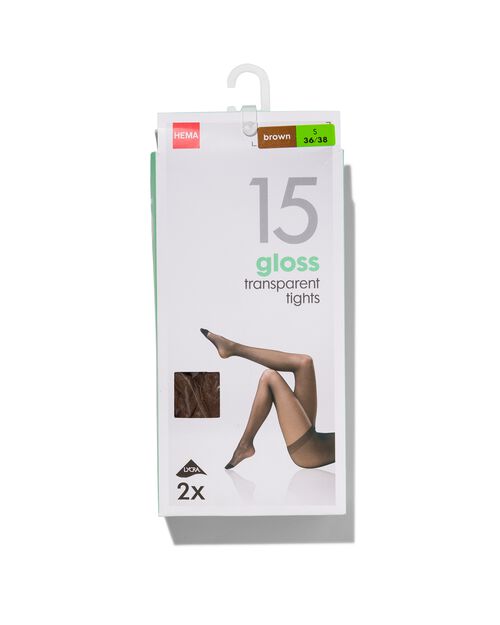 2 collants 15 deniers marron