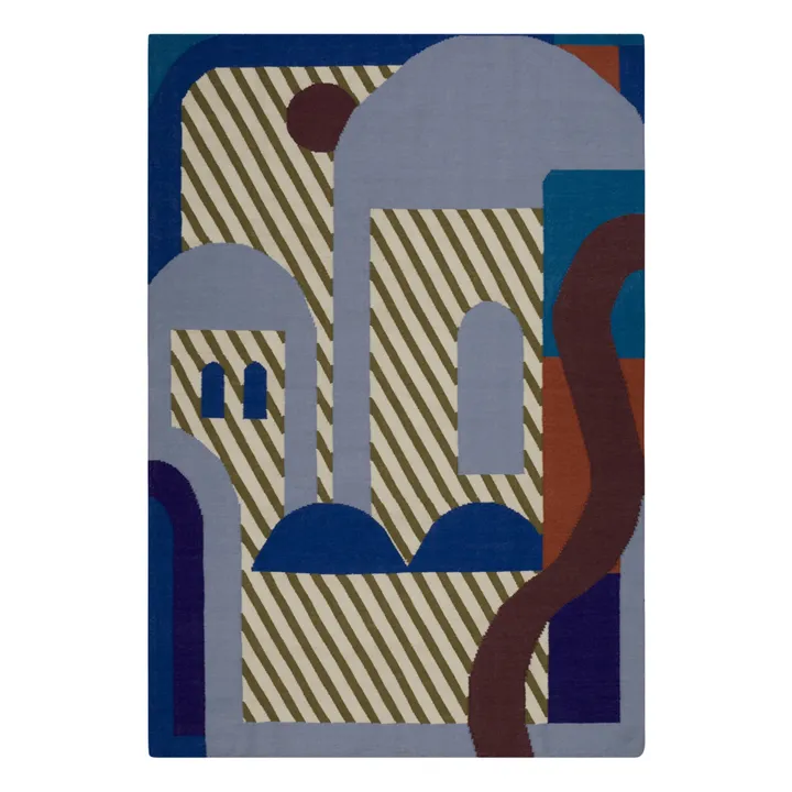 Mapoésie Tapis Carte postale en laine  | Bleu gris