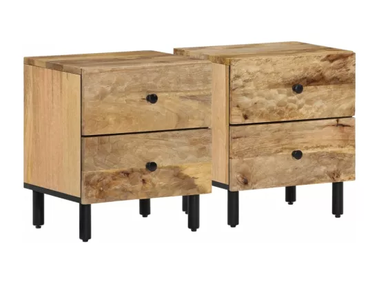 Prolenta Premium - Tables de chevet 2 pcs 40x33x46 cm Bois de manguier solide