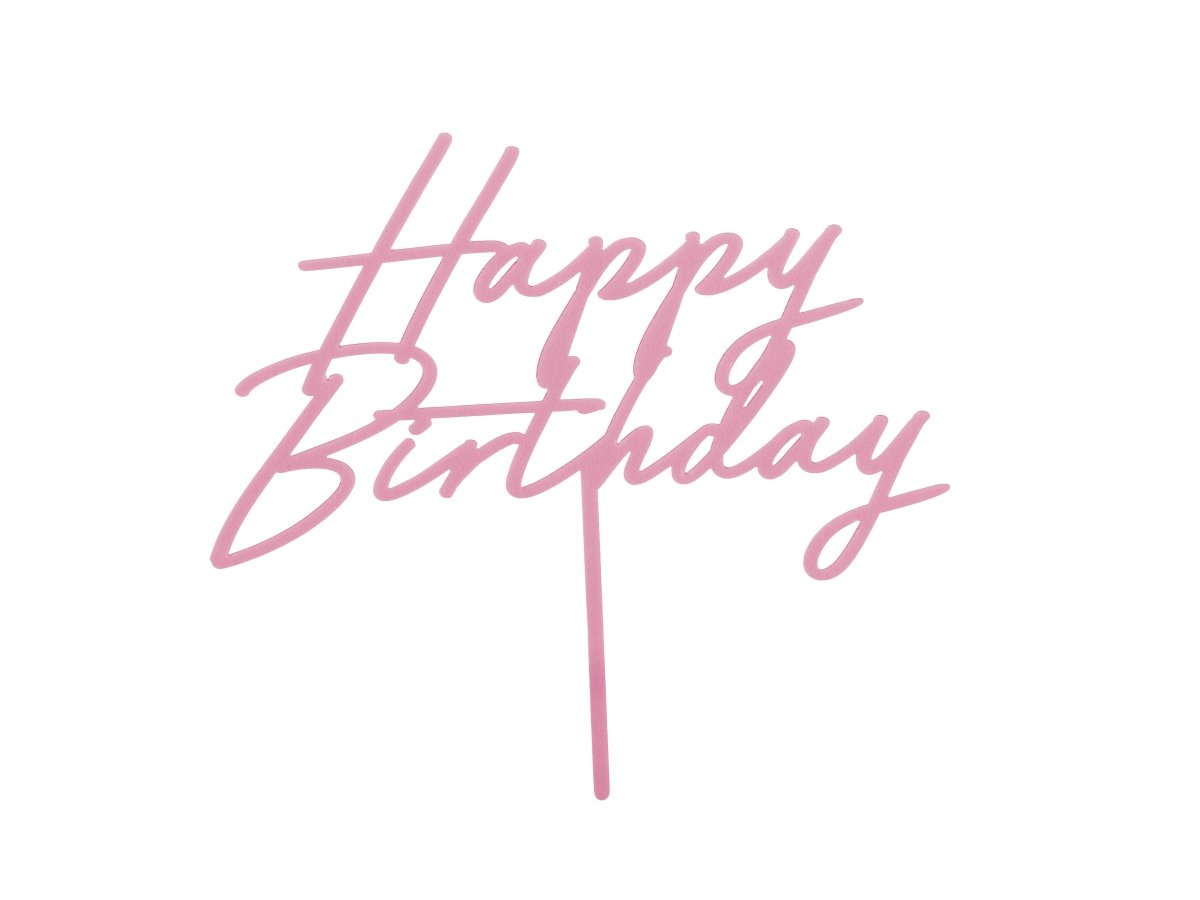 Happy Birthday Taarttopper Roze 16,5cm