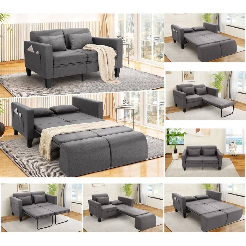 6-in-1 Multifunktions-Schlafsofa 150cm Ausziehbares Doppelbett mit abn