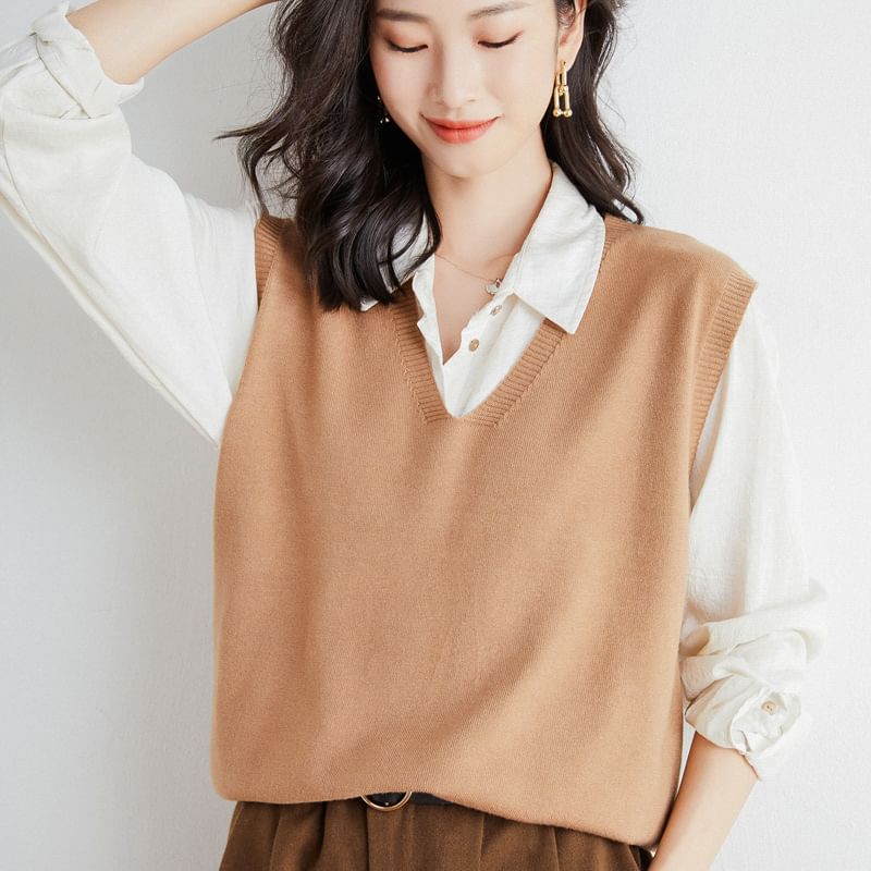 Cloud Nine - V-hals effen trui-vest
