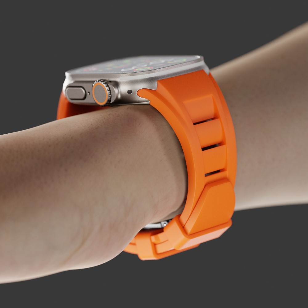 Apple Watch (49/46/45/44 mm) Silikon Sport Armband mit Dornschliesse (Gelenkumfang: 130 - 210 mm) - Orange