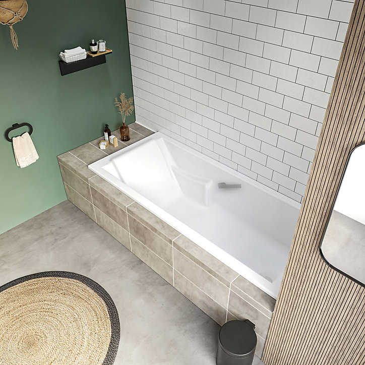 Baignoire 180x80 cm Lodge en Puretex blanc Allibert