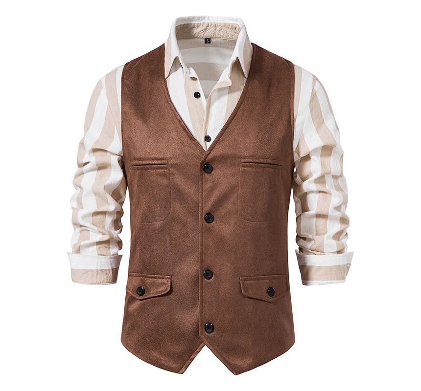 Fireon - V-hals corduroy vest met knopen