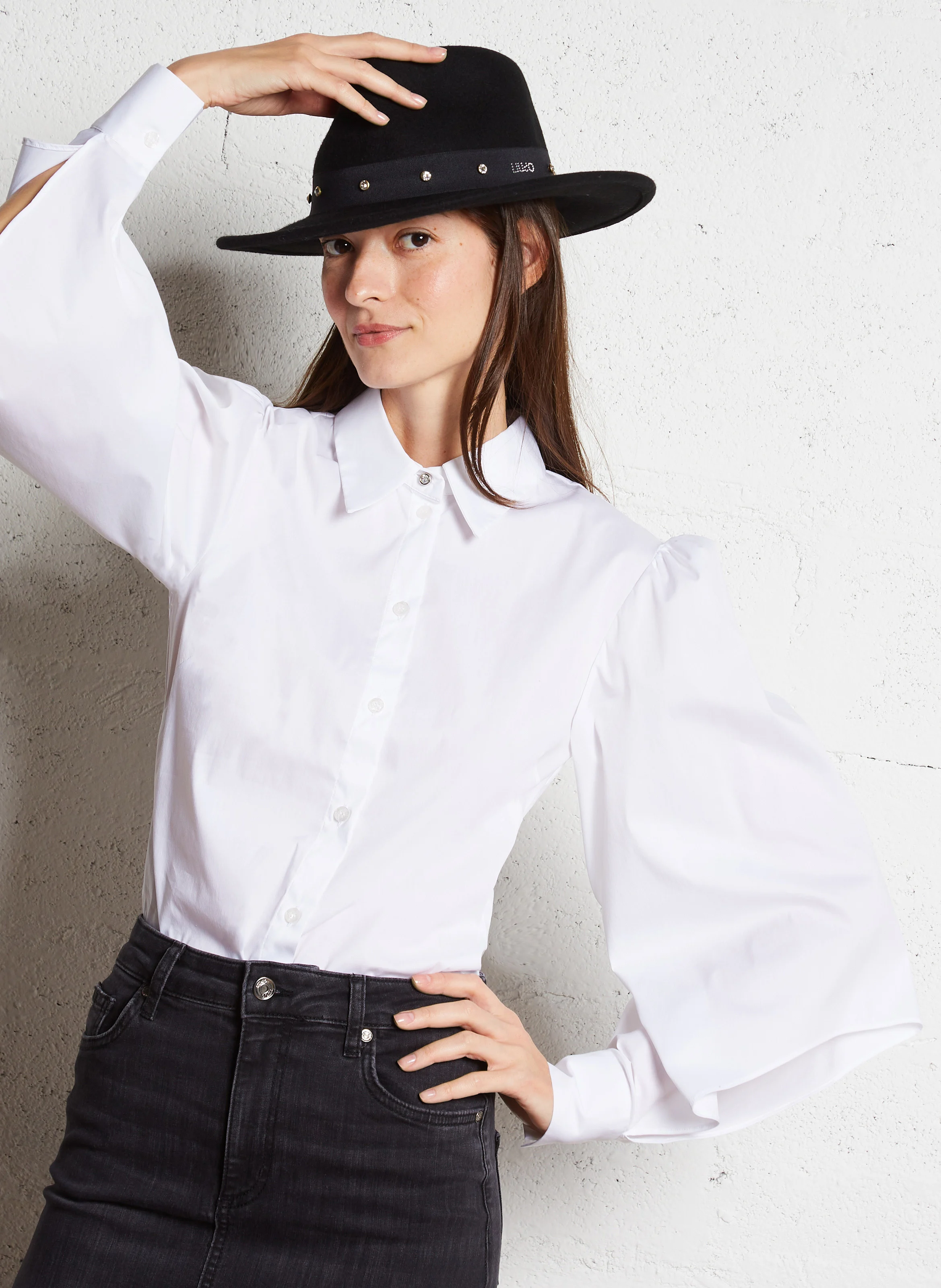 Chemise à découpes en coton mélangé | Blanc