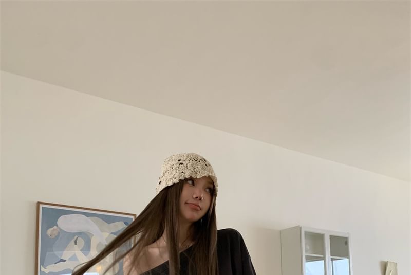 ANORA - Off Shoulder Effen Sweatshirt / Minirok