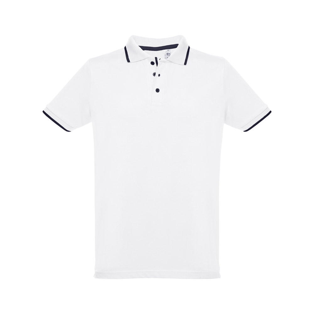 hi!dea 30136 - Polo en coton bicolore pour homme. Couleur blanche