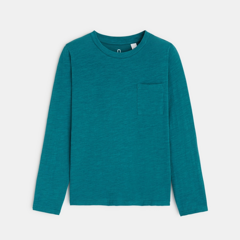 T-shirt uni en coton turquoise garçon