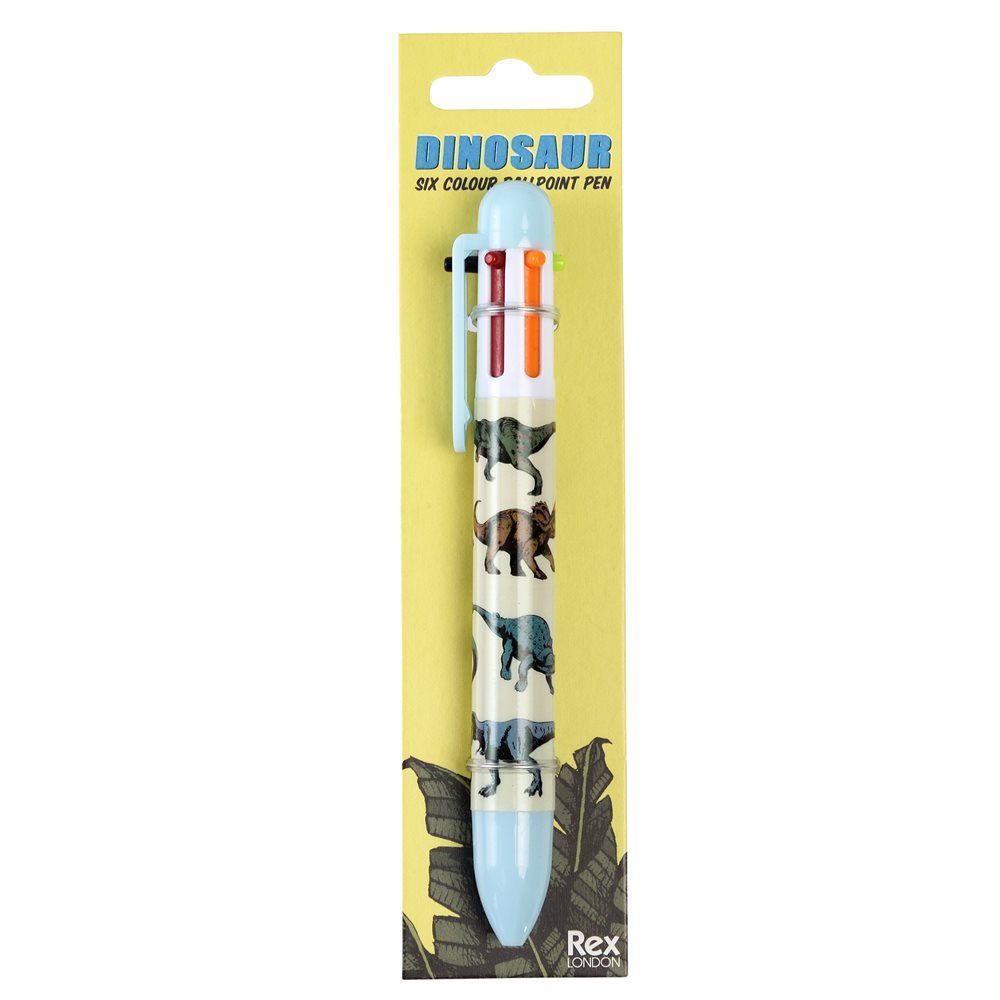 Stylo six couleurs dinosaures .