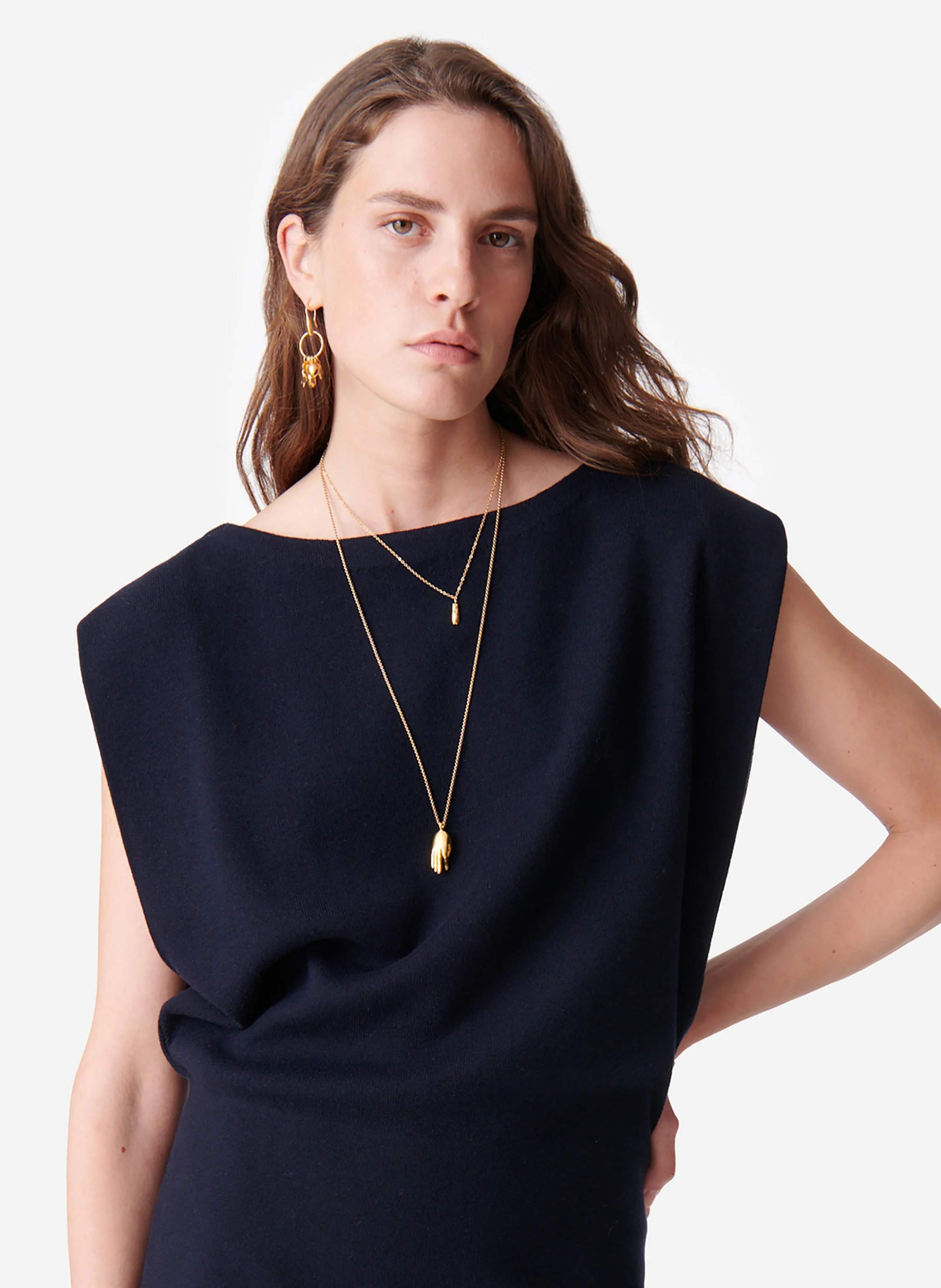 DOROTEA - Robe courte ajustée à col bateau | Bleu