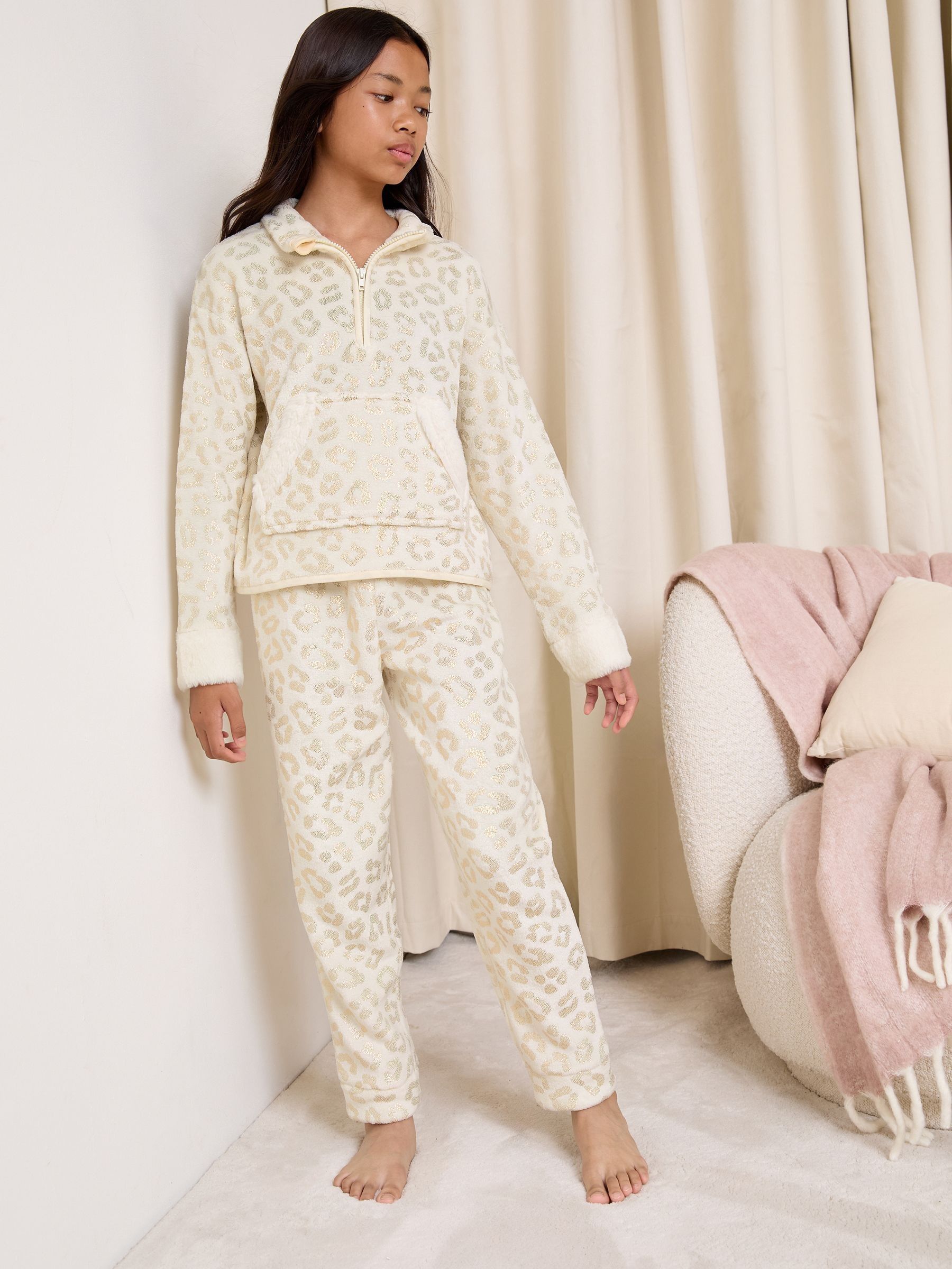 Crème - Lipsy luipaardfolie zachte twosie pyjama (5-16jr)