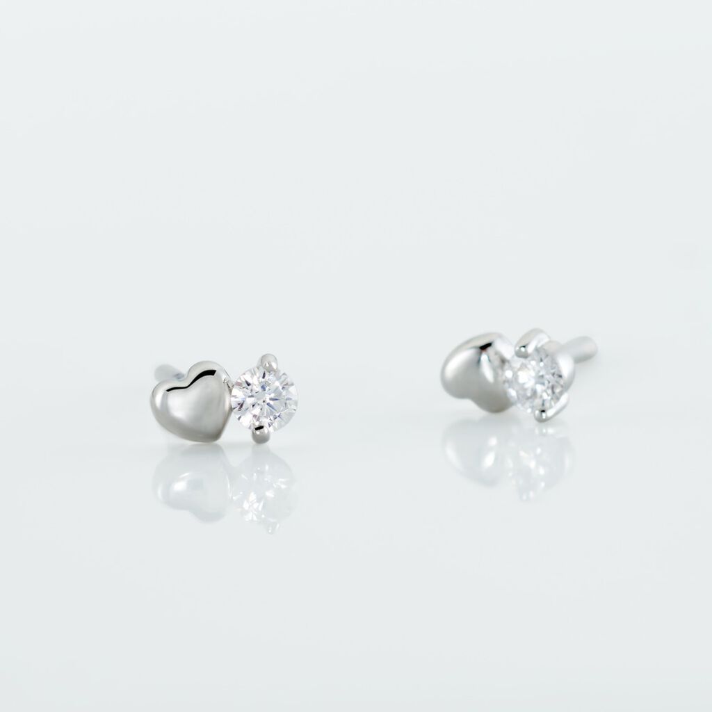 Boucles D'oreilles Puces Amani Argent Blanc Oxyde De Zirconium