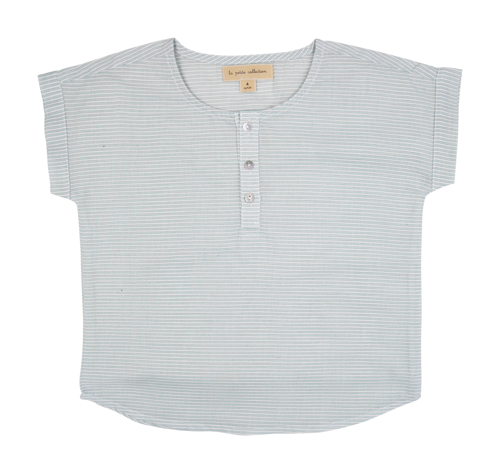 Tee-shirt col rond en coton rayé | Bleu