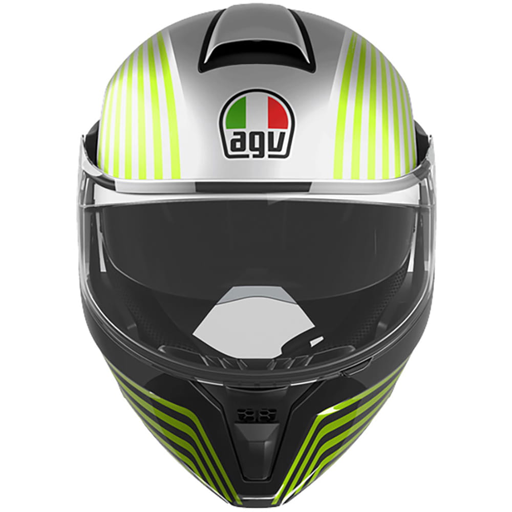 AGV - Casque Streetmodular Iseo Blanc Mat / Noir Mat / Jaune fluo