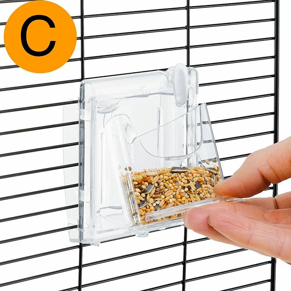 Ferplast cage à oiseaux luna 2 cage pour oiseaux, canaris, perruches ondulées, en métal, accessoires inclus mangeoires rotatives
