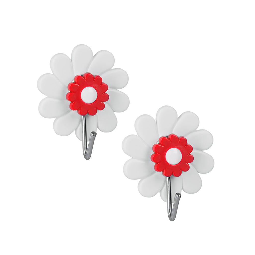 Lot de 2 crochets adhésifs fleurs 4x4cm