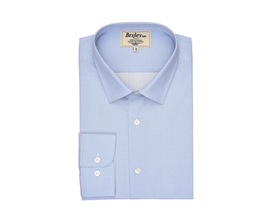 Chemise blanche imprimée motifs bleus - Col français - ARTHUS