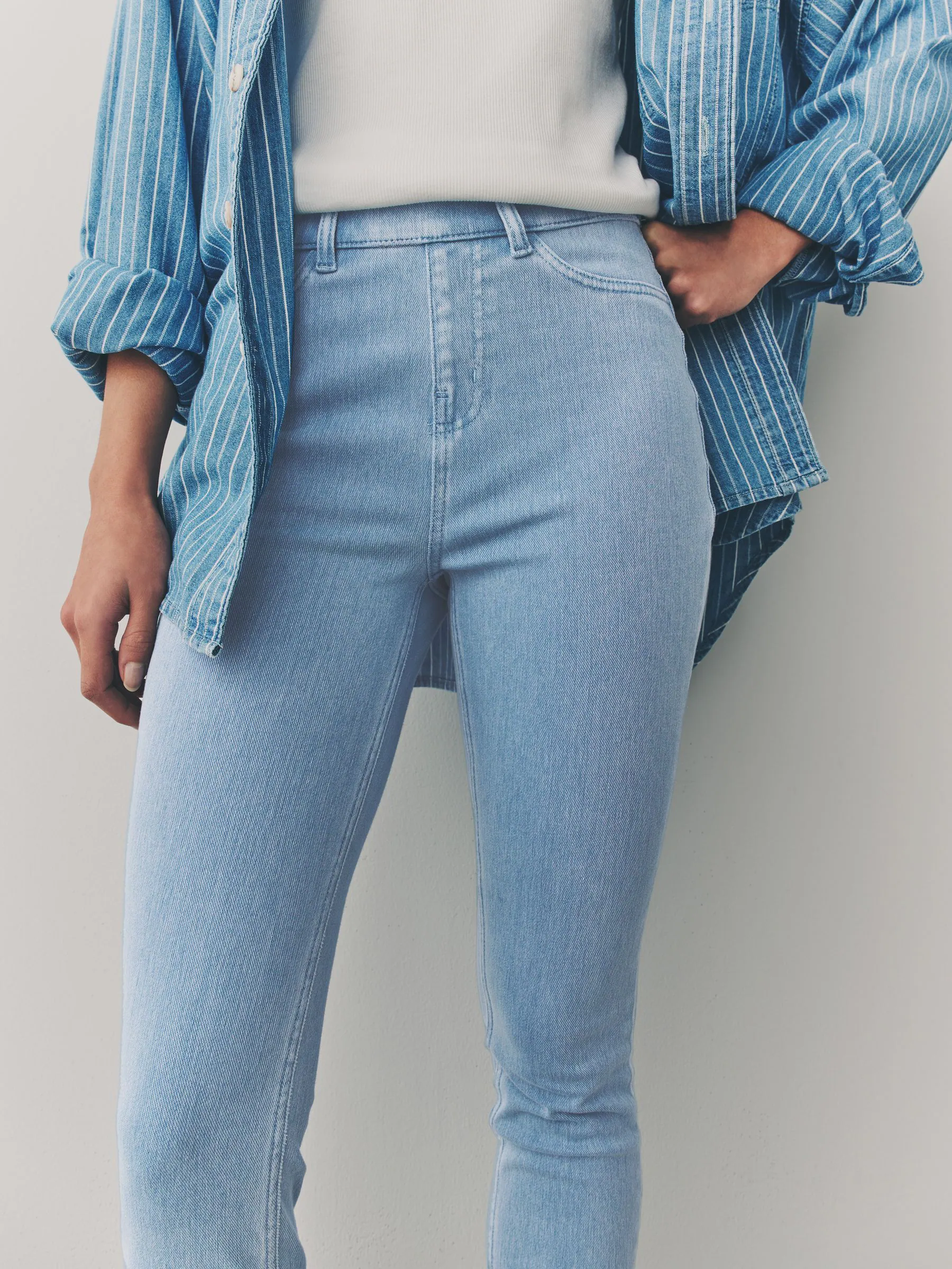 Vaalblauw - Cropped denim jersey legging