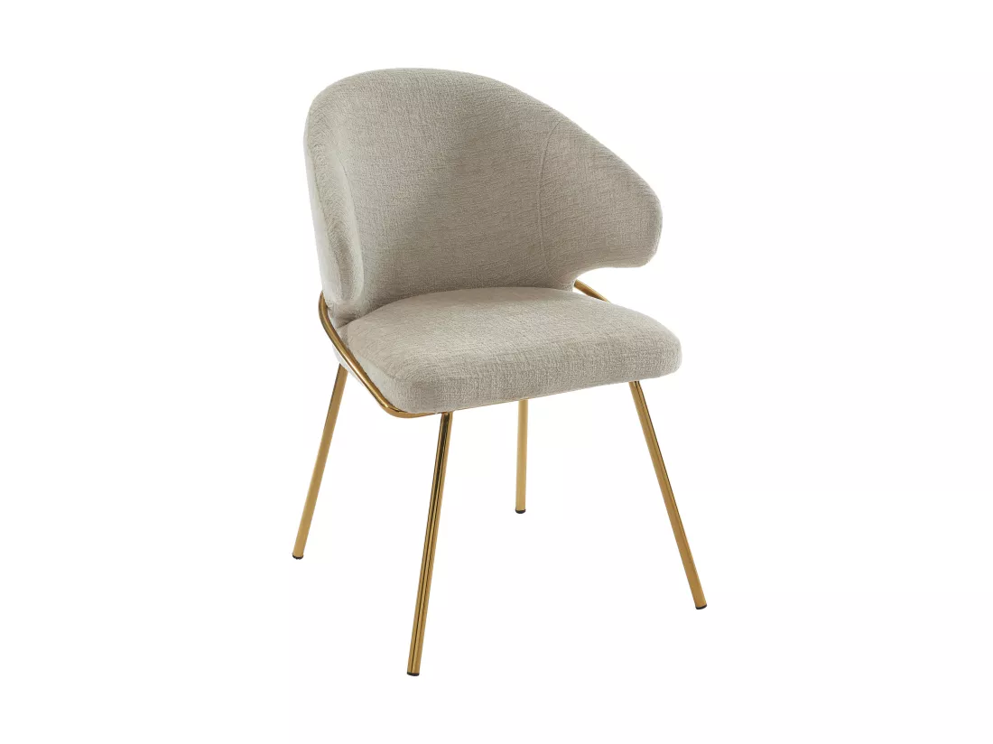 Lot de 2 chaises en tissu et métal doré - Beige - LUXIVA de Pascal Morabito