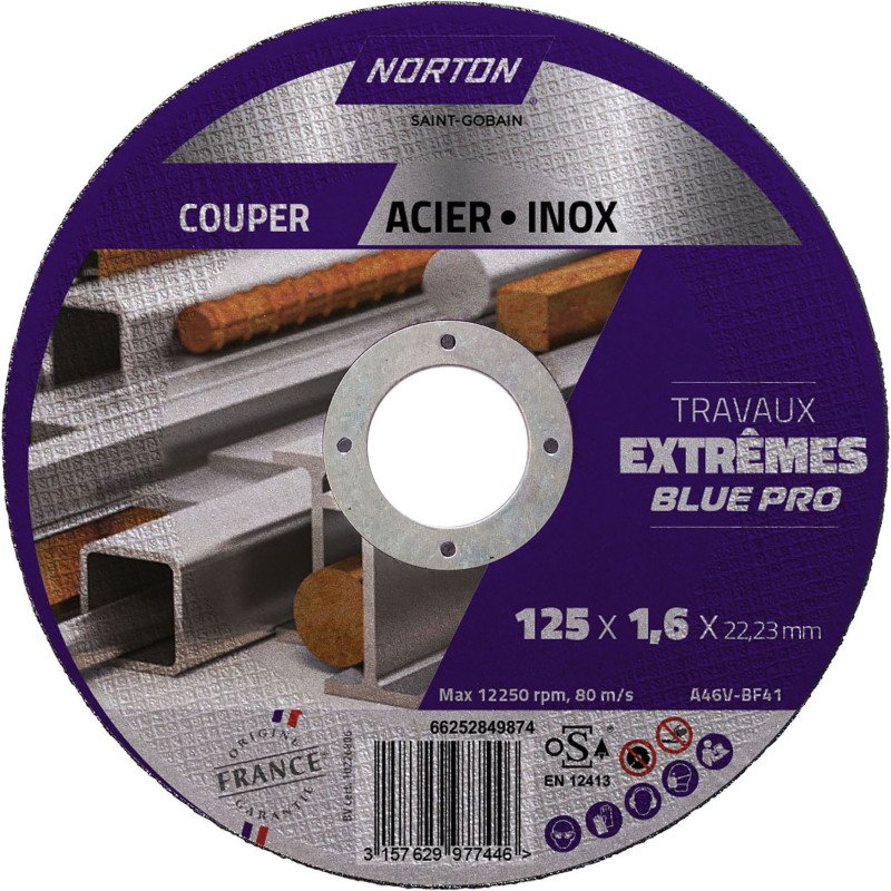Disques à tronçonner Norton Extremes ultra fins pour métal et inox