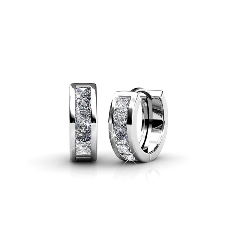 Parure et Coffret Square Hoop - Argenté et Cristal