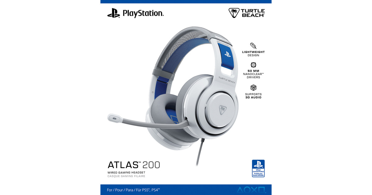 Turtle BeachAtlas 200 bekabelde gamingheadset over-ear gaming headset  (Wit, PlayStation 4, PlayStation 5)