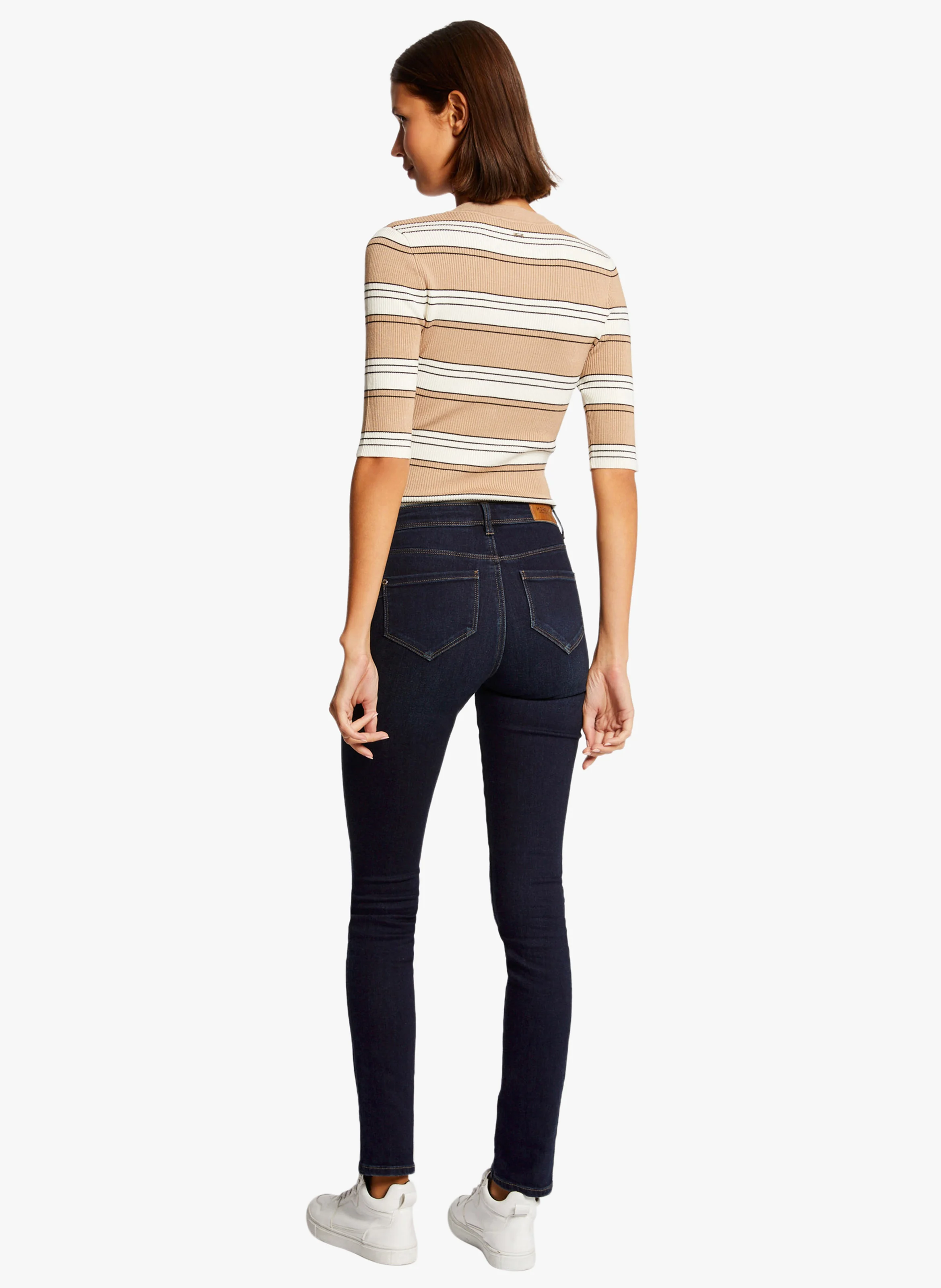 MINO - Pull col V à rayures | Beige