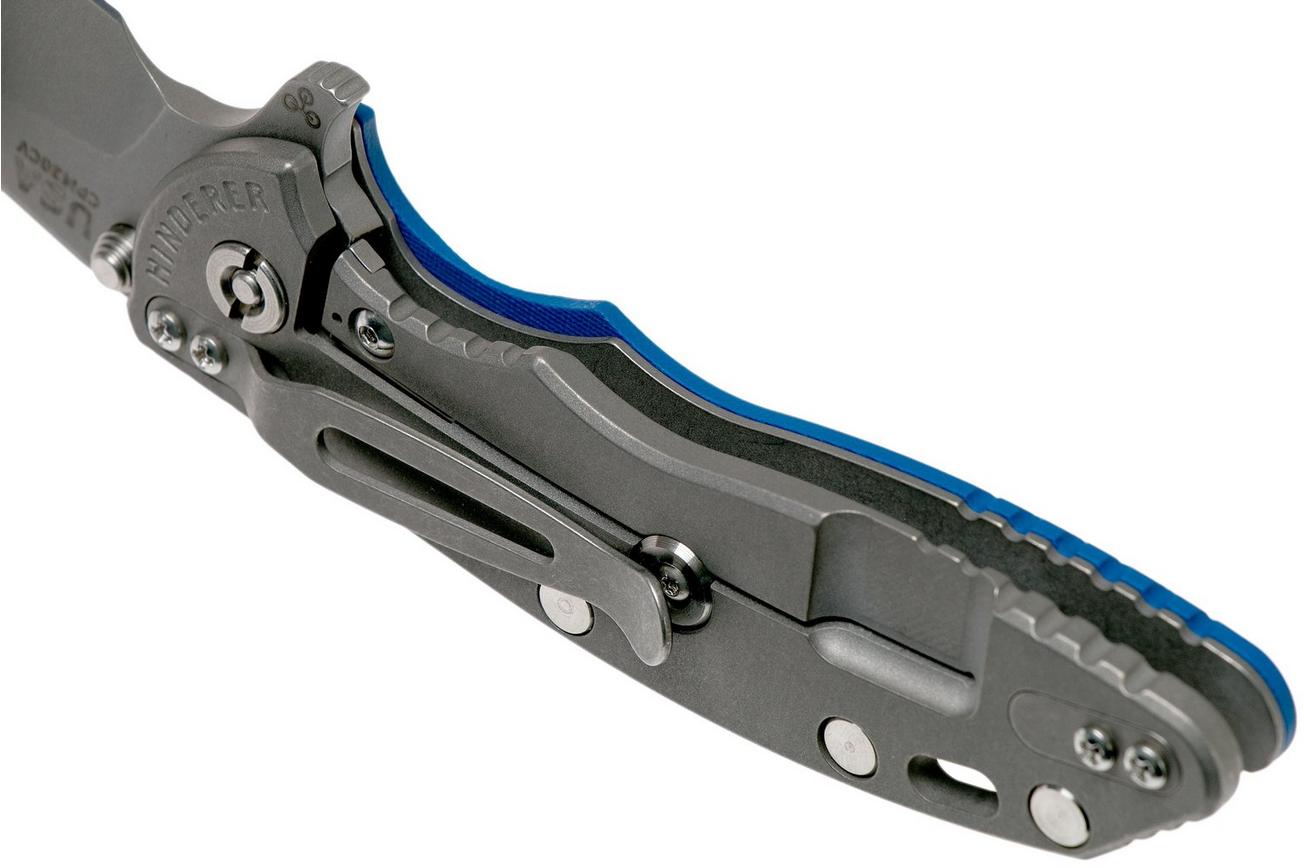 Rick Hinderer XM18 3,5” Slicer Working Finish, Blue G10
