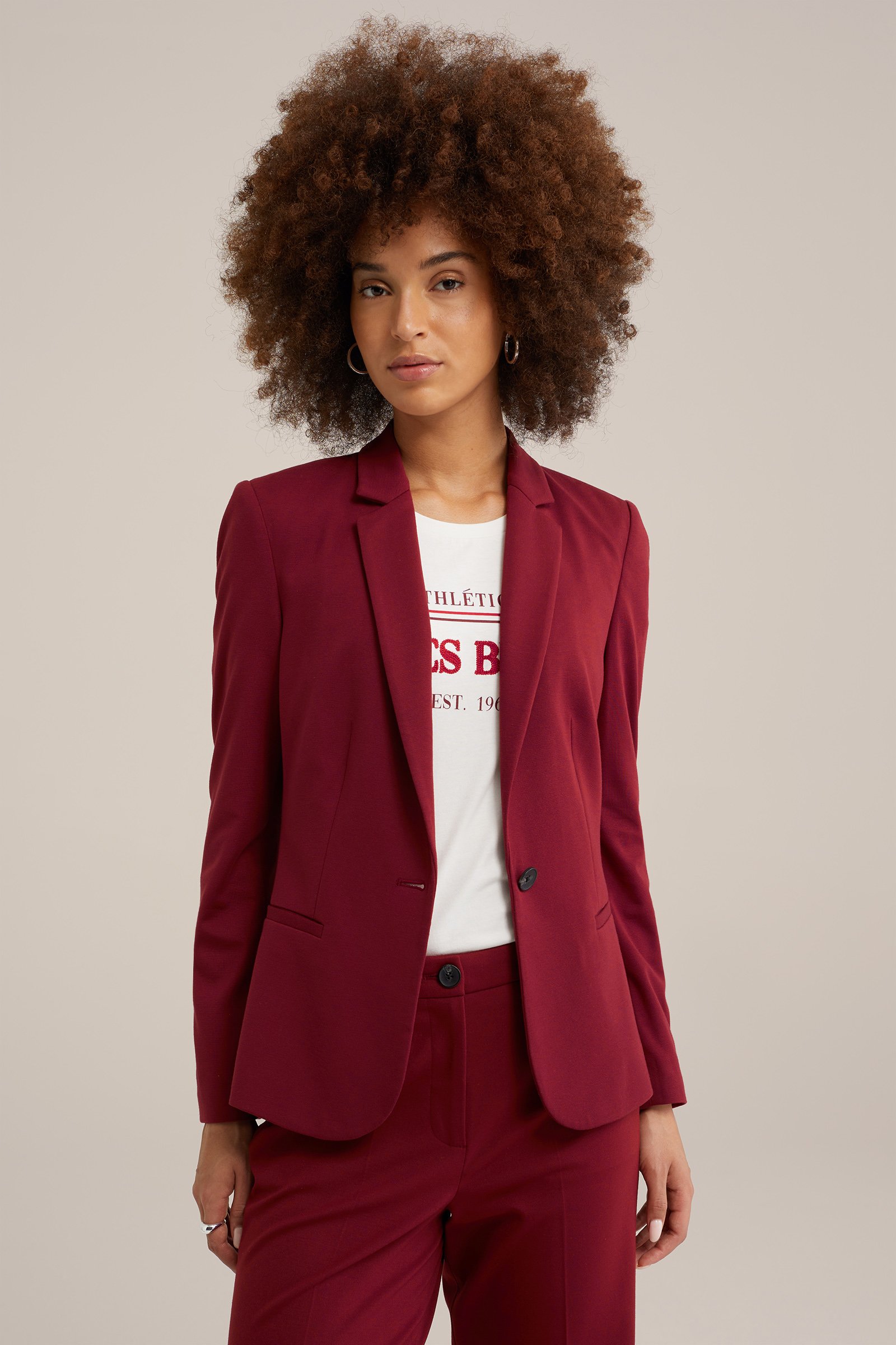 getailleerde jersey-stretch blazer WE Fashion Vuurrood