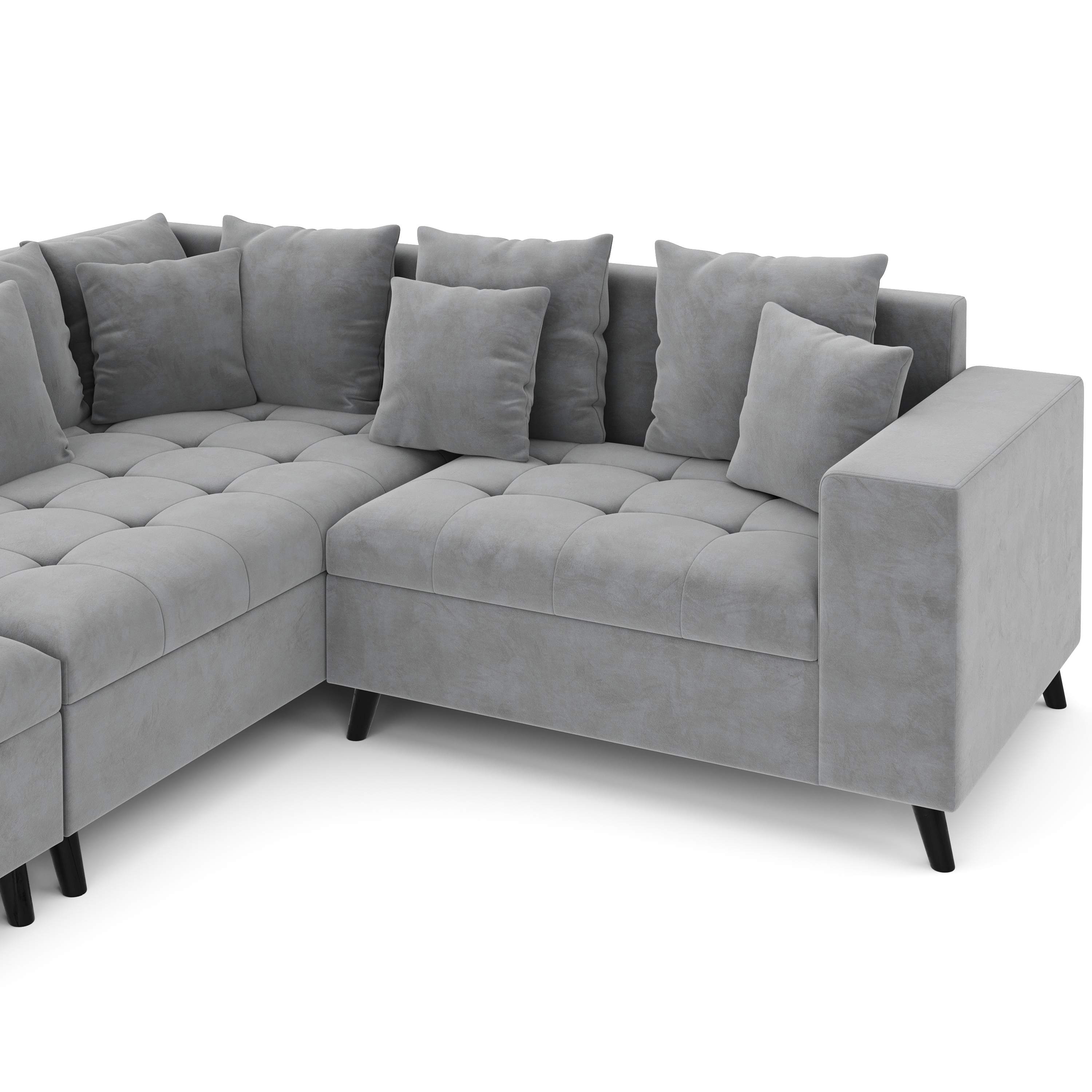 Ecksofa Samt mit Ottomane ELINA links grau
