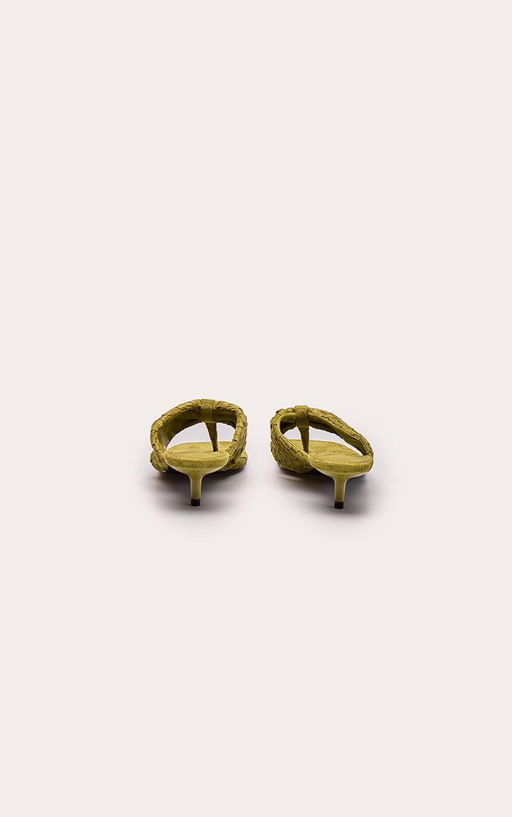 Vert Olive Mules À Talons Avec Bride Tressée Entre-doigts En Synthétique