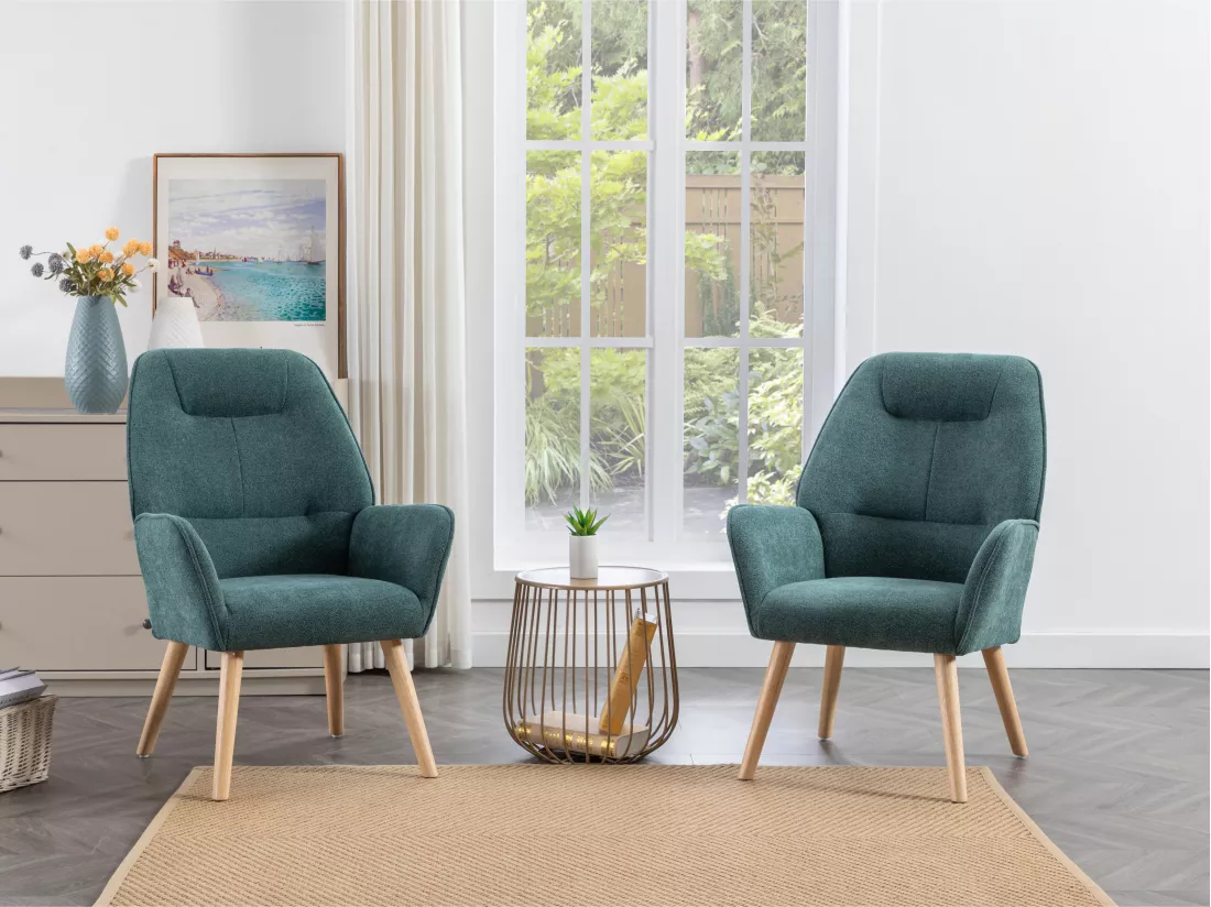 Fauteuil en tissu bleu canard OSIMO