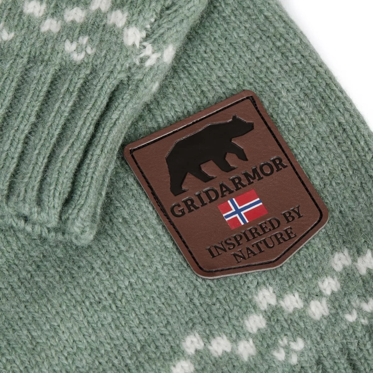Gridarmor Kids' Snøkrystall Round Neck Ullgenser Green/White/Beige