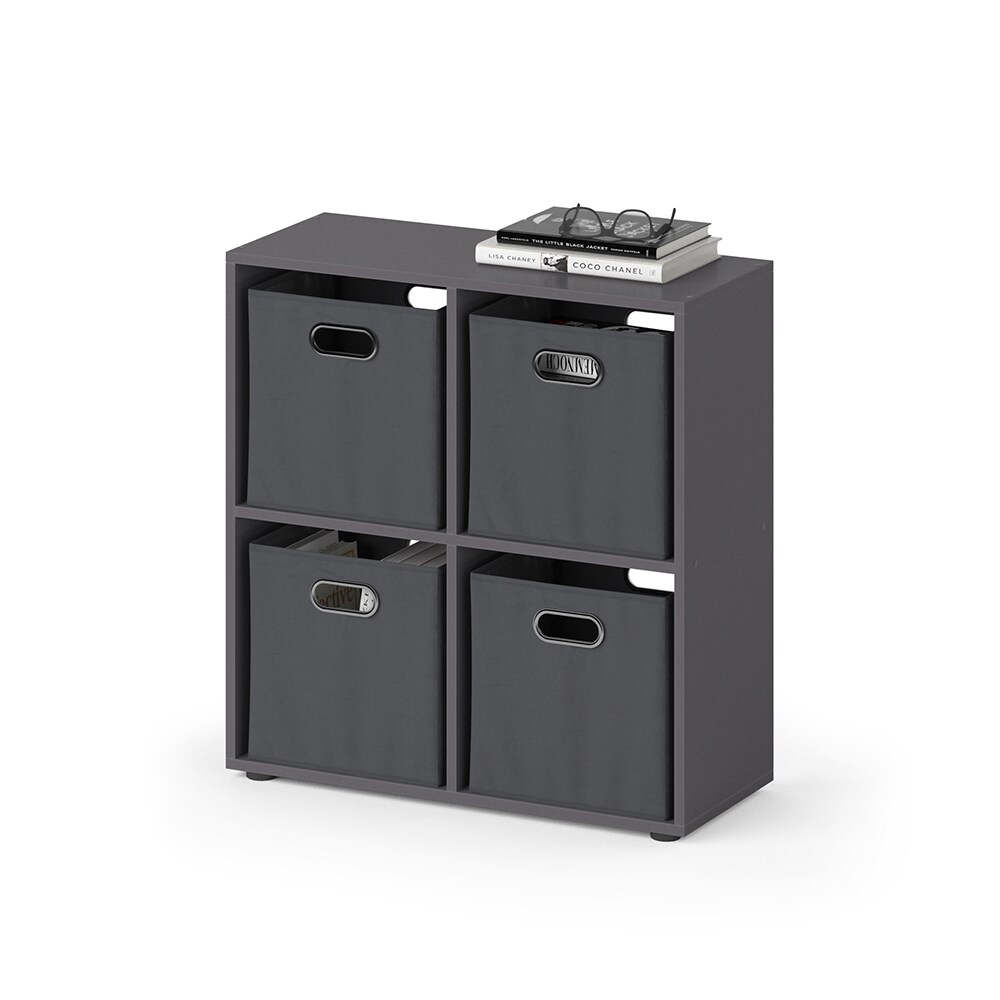 Vicco Raumteiler Standregal Bücherregal 4 Fächer Tetra Grau Hochregal Faltbox
