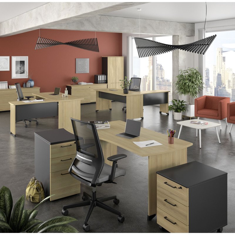Caisson hauteur de bureau bois Quarta Plus 3 tiroirs