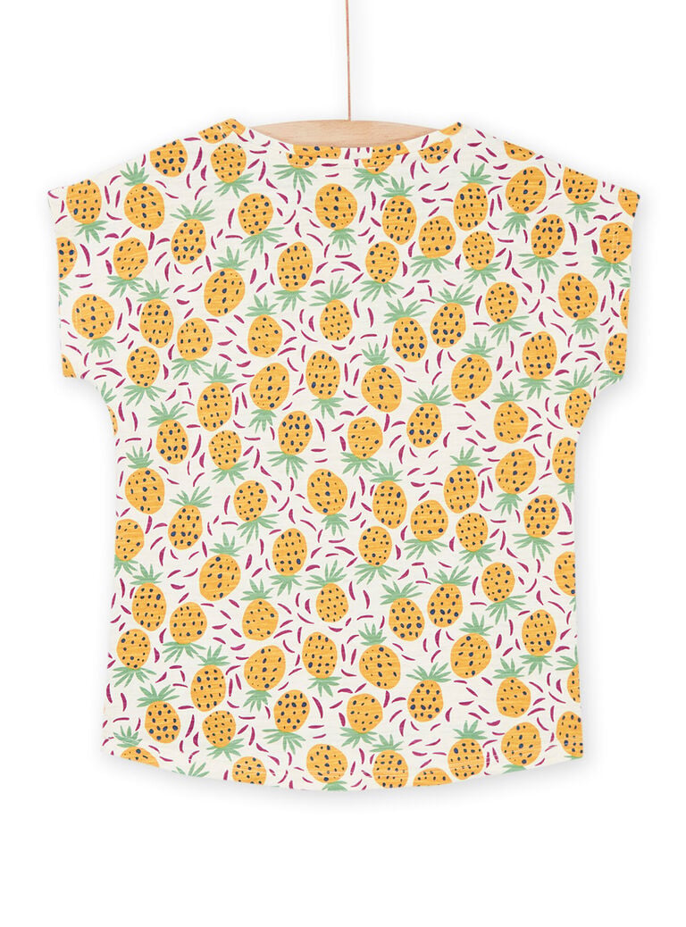 T-shirt écru et jaune à imprimé ananas
