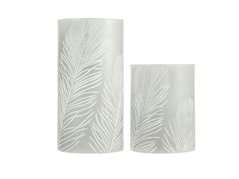 Pauleen LED-Kerzen Set Cosy Feather, Ø 7.6 cm, Grau/Weiss, LED-Wachskerze, 2er Set