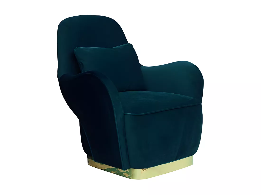 Fauteuil en velours MALINA - Bleu/Vert
