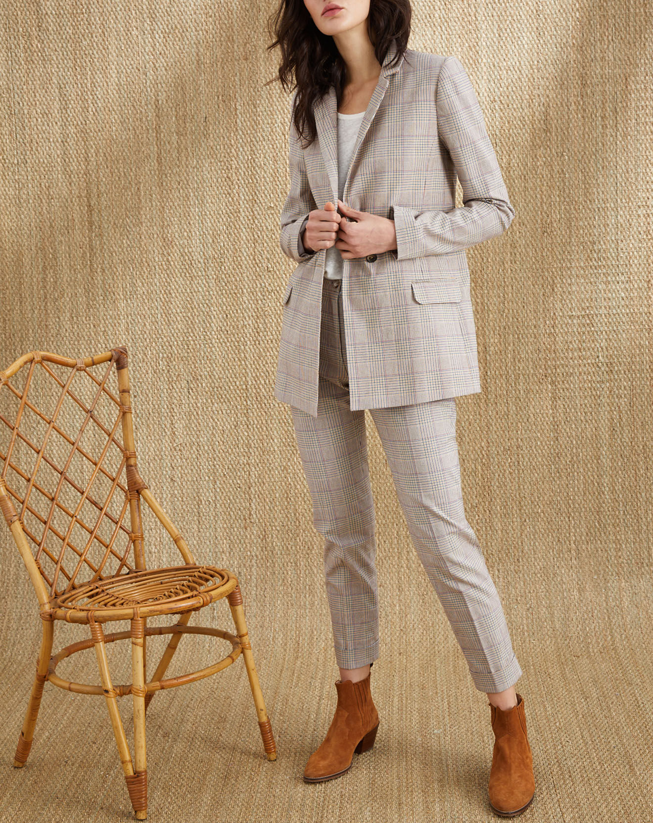 Cyrillus Veste prince-de-galles beige moyen